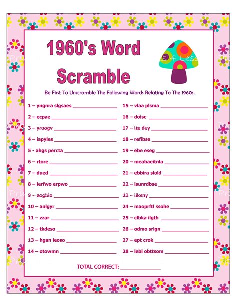 Free Printable Word Scrambles