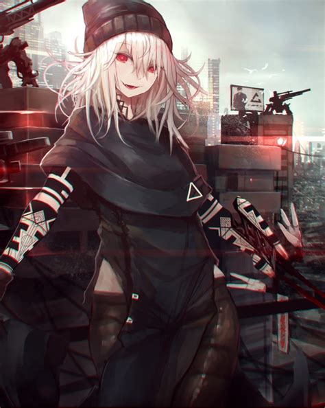 long hair, Red eyes, Anime, Anime girls, Gray hair, Cyberpunk HD Wallpapers / Desktop and Mobile ...