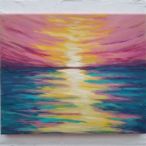 Pink Sunset Painting - Etsy