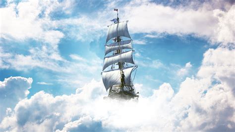 White sail boat, ship, sky, clouds, sailing ship HD wallpaper ...