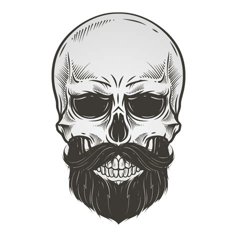 Bearded Skull Illustration Vector Drawing Beard Transparent HQ PNG ...