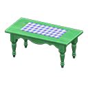 Ranch tea table - Green - Blue gingham | Animal Crossing (ACNH) | Nookea