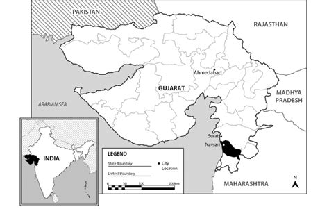 Context map locating Navsari District and Gujarat State in India.... | Download Scientific Diagram