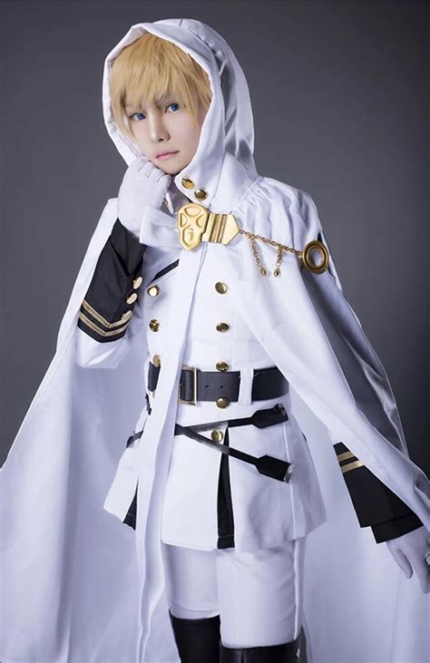 Seraph of the End Mikaela Hyakuya Cosplay Costume White Uniform Cloak ...