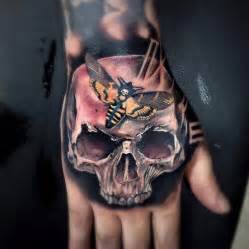 Hand Tattoo With Skull & Death's-Head Hawkmoth