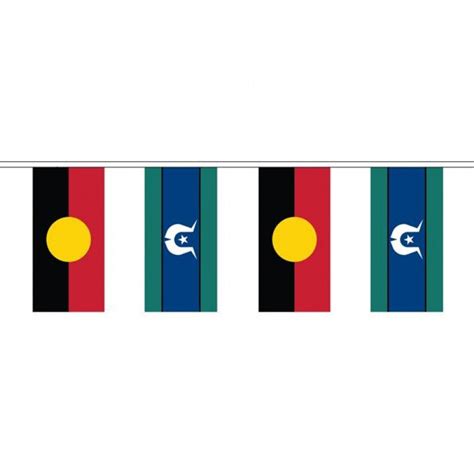 Aboriginal & Torres Strait Islander Flag Bunting 10 meter - Knitted Po