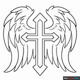 Coloring Pages Cross With Wings sketch template