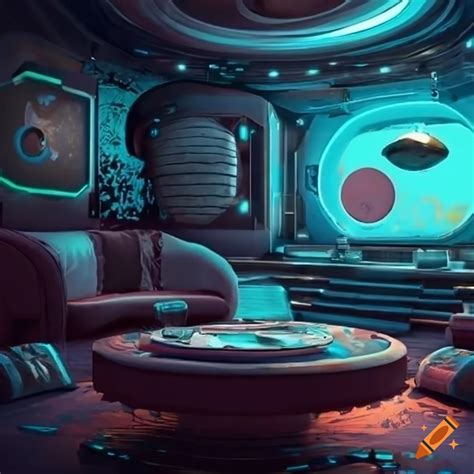Cute and futuristic living room on Craiyon