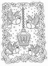 Birds And Birdhouse Coloring Page sketch template