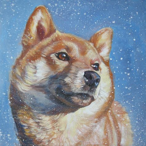 Shiba Inu In Snow Painting by Lee Ann Shepard