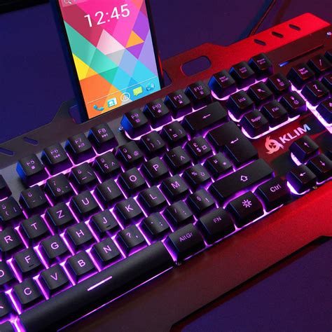 KLIM Lightning Gaming Keyboard + 7 LED Colors + Ergonomic Semi ...