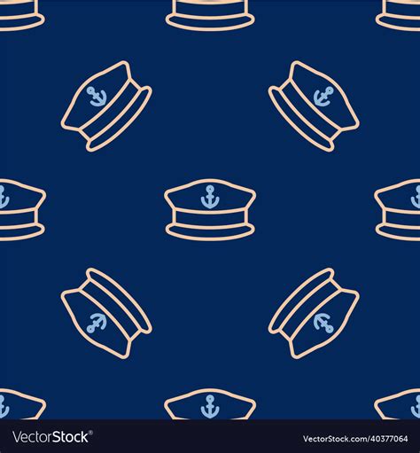 Line captain hat icon isolated seamless pattern Vector Image