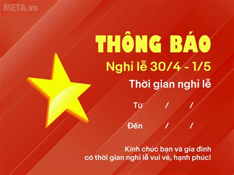 Mẫu thông báo nghỉ lễ 30/4-1/5