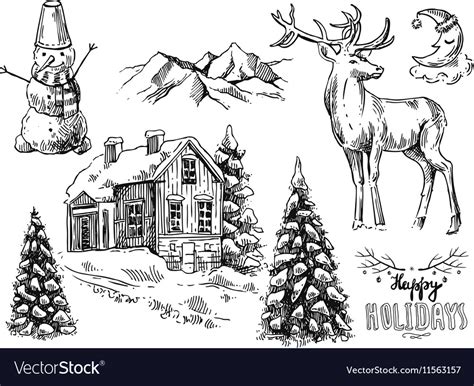 Christmas landscape Royalty Free Vector Image - VectorStock