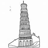 Leaning Tower Of Pisa Coloring Page · Creative Fabrica sketch template