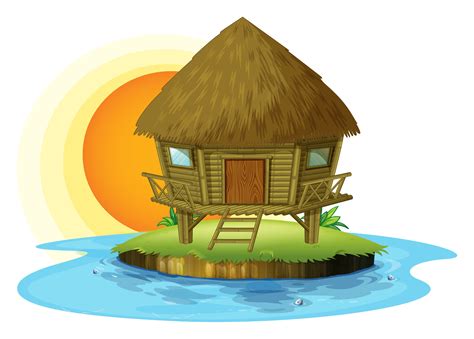 A nipa hut in an island 520554 Vector Art at Vecteezy