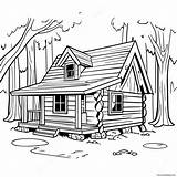 Log Cabin In The Woods Coloring Page 23212 18321 sketch template