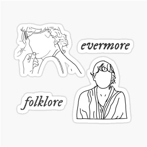 "evermore and folklore taylor silhouette drawing" Sticker by MusicPopCulture | Redbubble