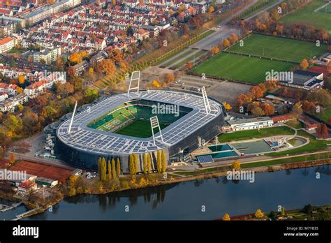 Werder Bremen City : Aerial View Stadium Of Bundesliga Club Sv Werder Bremen Weser Stock Photo ...