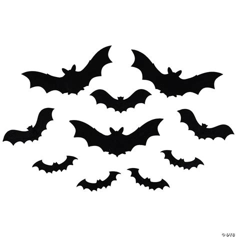 Set of 10 Black Halloween Posable Felt Bats | Oriental Trading