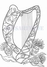 Harp Instrument Drawing Sketch Coloring Page sketch template