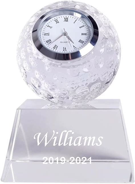 Personalised Crystal Glass Clock,Engraving Golf Shaped Keepsake Clock ...