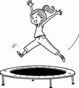 Cheerful Girl Jumping On Trampoline Fun Activity Line Art For Kids  sketch template