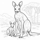 Premium AI Image  Kids coloring pages A Kangaroo With Baby In The pouch sketch template