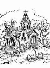 Free Printable haunted house  Coloring Pages sketch template