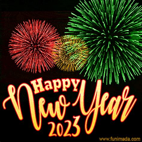 Colorful Fireworks Happy New Year 2023 Animated Image for WhatsApp | Funimada.com