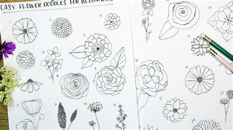 25 Easy Flower Doodles for Beginners | How to Draw Simple Flowers - YouTube