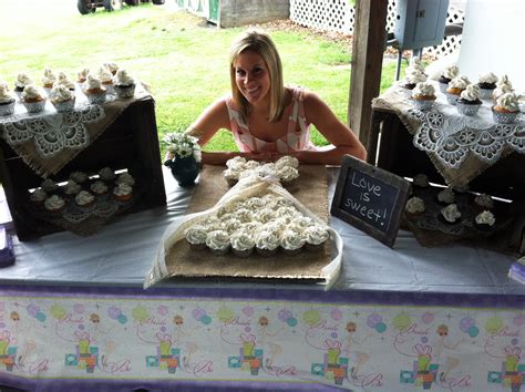 Burlap & Lace Wedding Shower - Cupcake Wedding Dress Cake - Apple Boxes ...