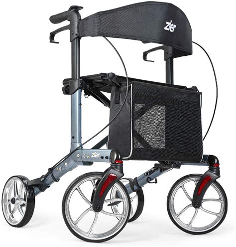 Zler Aluminum Rollator Walker with 10'' Wheels 300 lb, Premium Folding ...