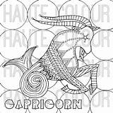Capricorn Zodiac Single Coloring Page Digital Download sketch template