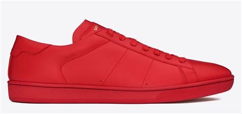 Saint Laurent SL/01 Court Classic leather sneakers come wrapped in Lipstick Red for $545 ...