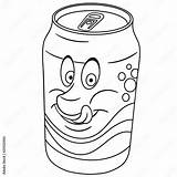 Coloring Page Book Soda Can drink Happy Food Concept  sketch template