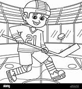 Ice Hockey Boy Player Doing Tricks Coloring Page Stock Vector Image  sketch template