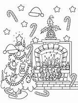 Christmas Fireplace Coloring Page sketch template