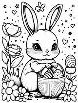 Cute Easter Bunny Family Coloring Page · Creative Fabrica sketch template