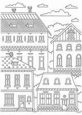 MAGIC TOWN Coloring Page Adult Printable  Etsy sketch template