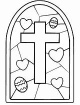 Easter Cross Window Coloring Page  Free Printable Pages sketch template
