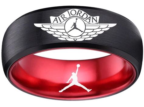 Michael Jordan Ring 8mm Black & Red Wedding Ring Sizes 6 -13 #jordan #airjordan #jordanbrand ...