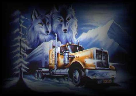 "Driving my semi truck through wolf heaven!"- Beautiful painting and also the title of my latest ...