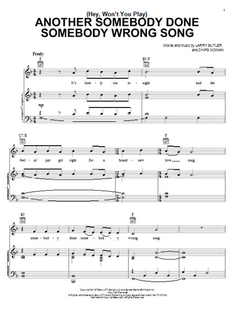 (Hey, Won't You Play) Another Somebody Done Somebody Wrong Song | Sheet Music Direct