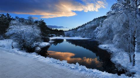 Snow River Winter Landscape | PixelsTalk.Net