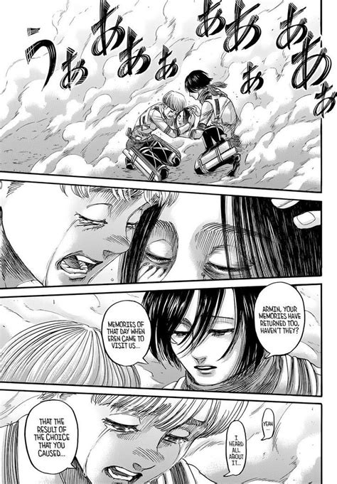 Armin and Mikasa say their goodbyes to Eren, chapter 139 manga panel AOT | Manga noir et blanc ...