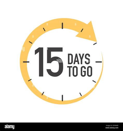 Fifteen days to go icon. Round symbol with yellow arrow Stock Vector Image & Art - Alamy