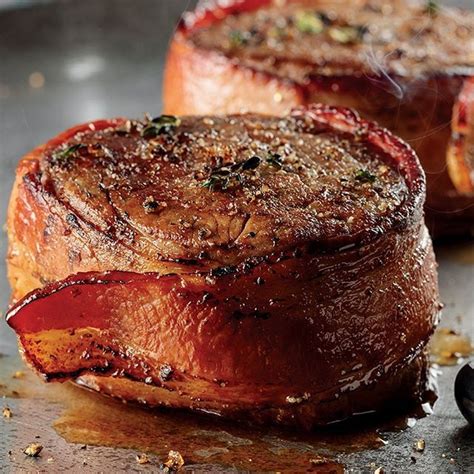 Bacon wrapped filet mignon steak. | Omaha steaks, Bacon wrapped filet, Gourmet recipes