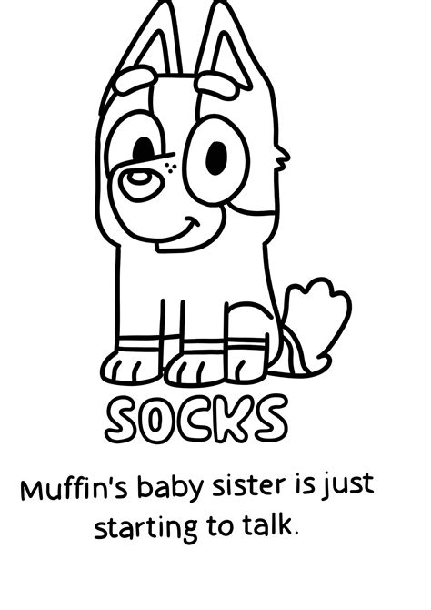 Socks Coloring Pages - Free Bluey Coloring Pages Printables