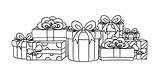 Colorful Festive gifts Boxes And Presents Outline Cartoon Illustration  sketch template